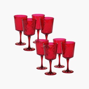 Set of 8 Ruby Acrylic All-Purpose Goblets.