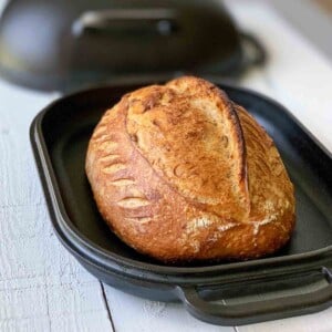 Challenger Bread Pan with Loaf of Sourdough Bread
