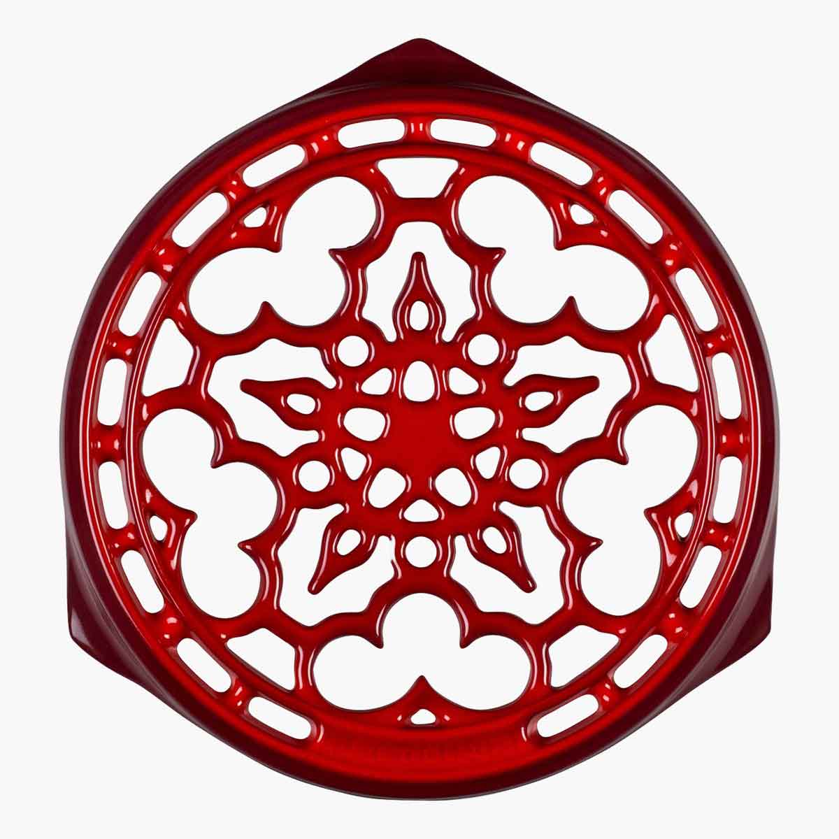 A red Deluxe Round Trivet.