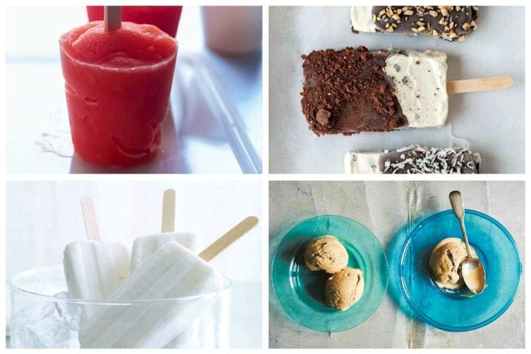 Four different type of frozen treats from the no ice cream maker ice cream slideshow.