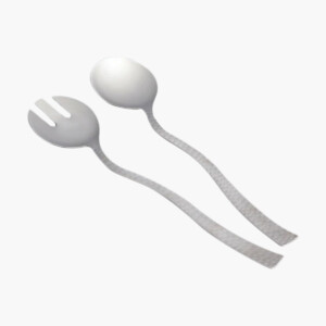 A Pair of Hammered Stainless Steel Salad Servers