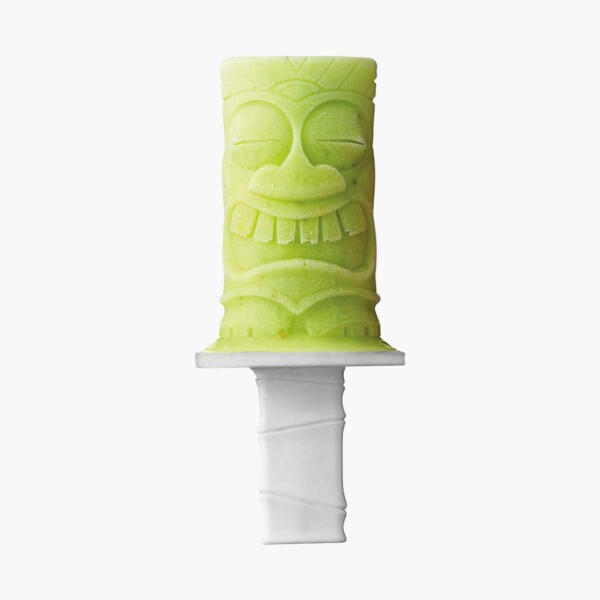 A green ice pop from a Tovolo tiki ice pop mold.