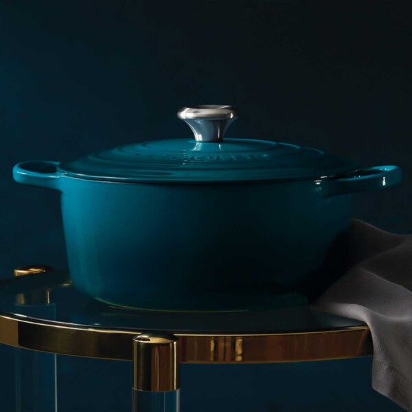 Photo of teal dutch oven from Le Creuset 5-Piece Signature Set.