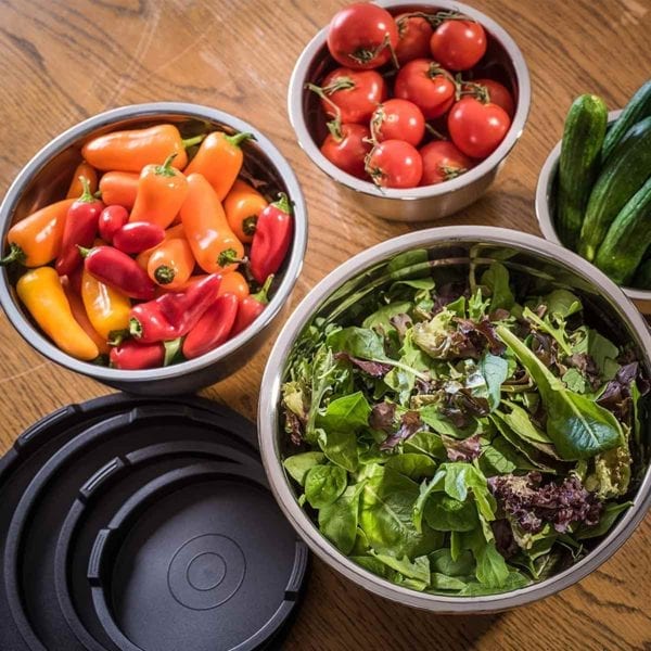 Bellemain Non-Slip Mixing Bowls filled with fresh veggies.