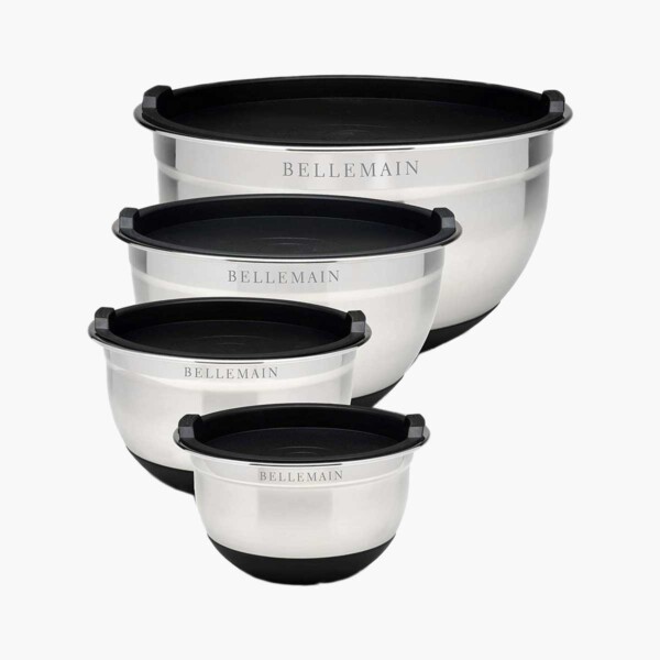 Bellemain Non-Slip Mixing Bowls with lids on tight.