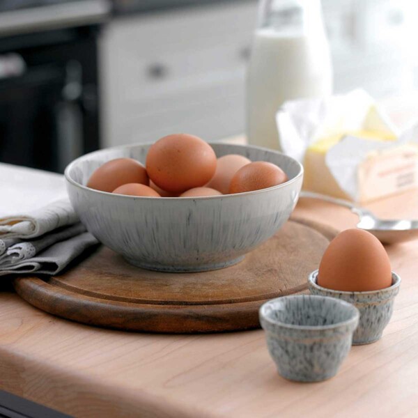 Denby Halo Coupe Bowl with eggs.