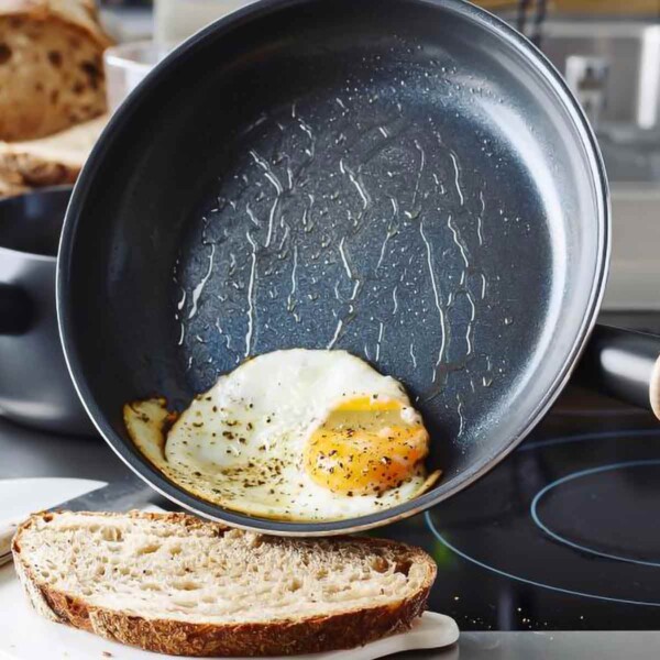 GreenPan Hudson Open Wok with fried egg.