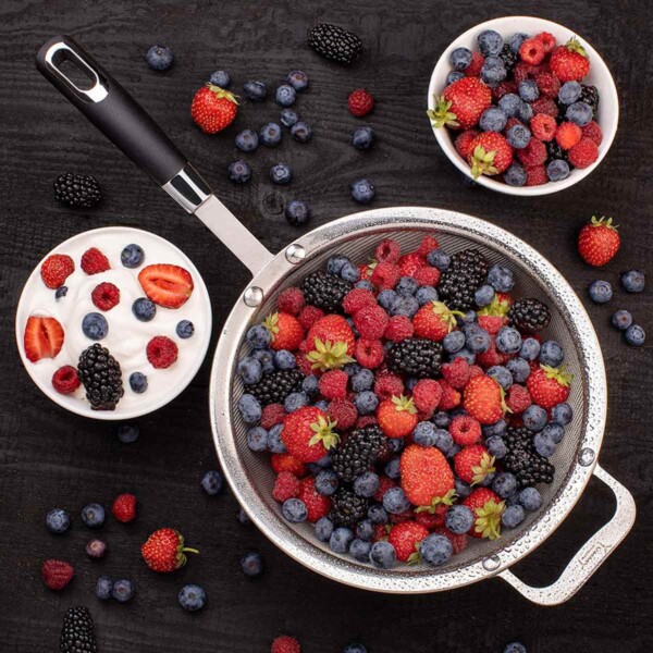 Large Fine Mesh Strainer with more berries