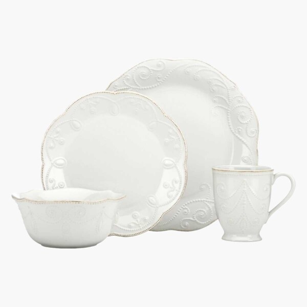 Lenox French Perle Dinnerware shown with white background.