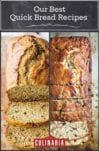 Images of two quick bread recipes -- zucchini bread and bourbon-spiked banana bread.