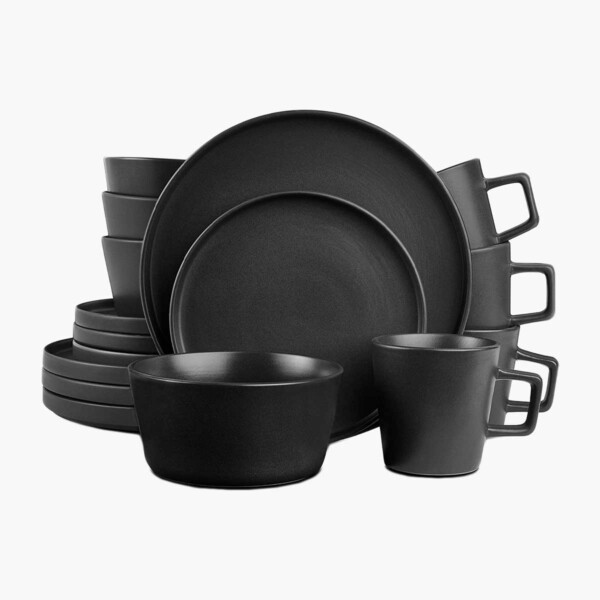 Entire set of Black Stoneware Dinnerware.