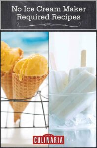 Images of 2 of the 26 no ice cream maker required recipes -- mango sorbet and coconut popsicles.
