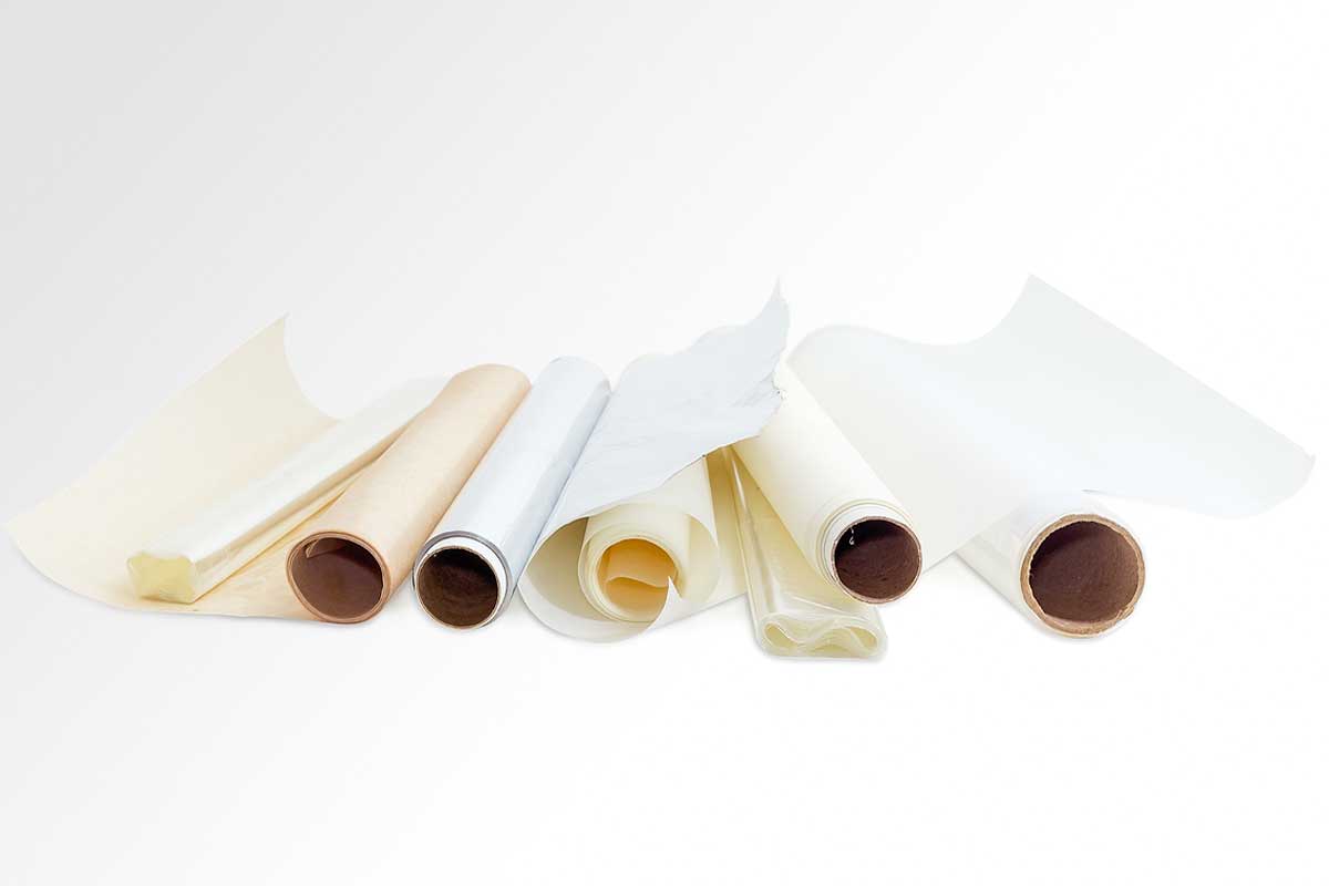 Rolls of parchment and wax paper.