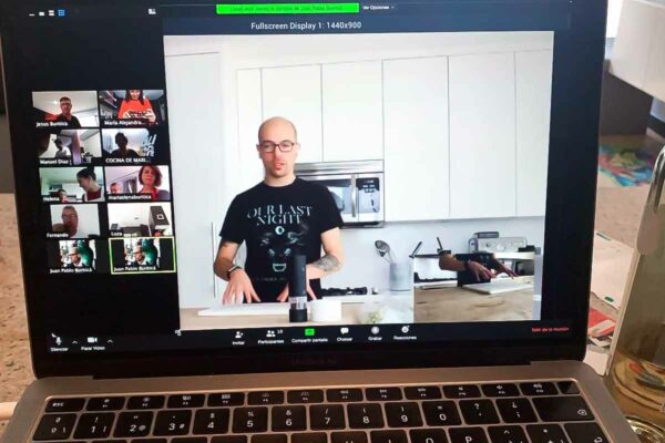 An image of a virtual cooking club online meeting.