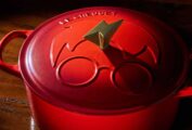 A red Harry Potter Dutch Oven from Le Creuset