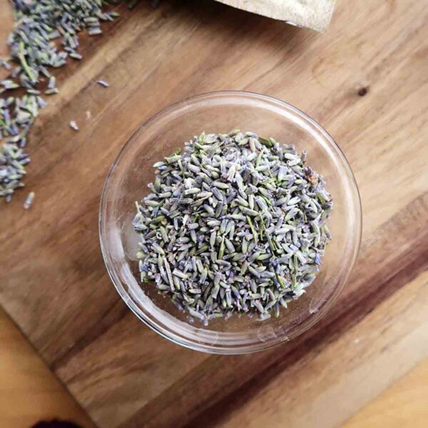 Anthony's Organic French Lavender Petals in glass ramekin.