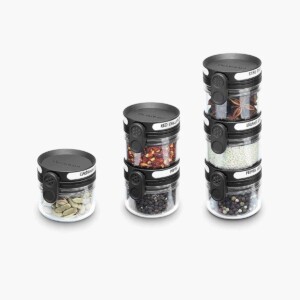 Orlid Single Spice Jar one then two then three on a white background.