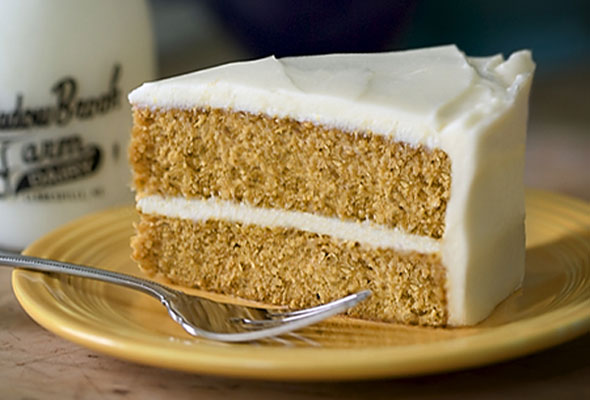 Pumpkin Cake With Maple–Cream Cheese Frosting
